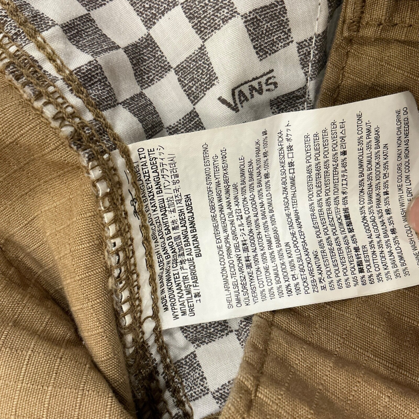 New 28×11 Vans GOODSMAN CARGO SHORTS Casual Cotton Pant KHAKI BROWN $48 Mens