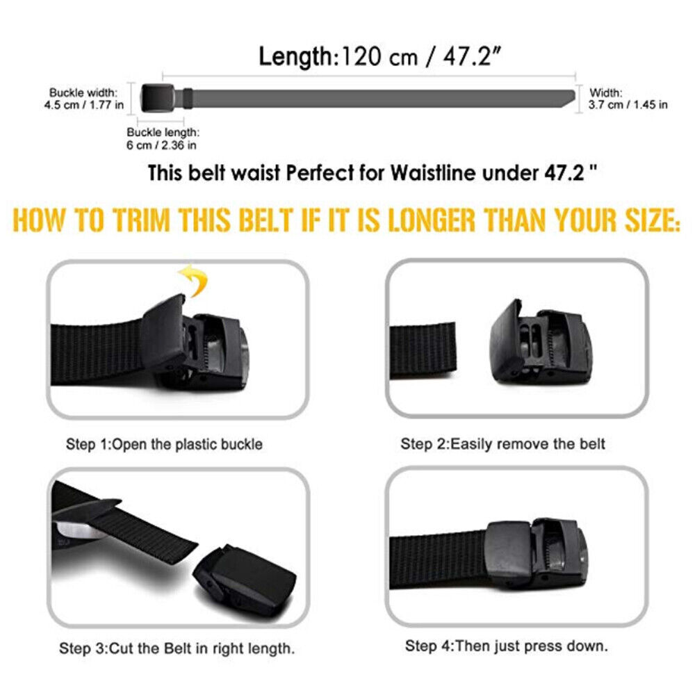 Men’s Plastic Cam Buckle Nylon Canvas Tactical Waistband Webbing Military Belt