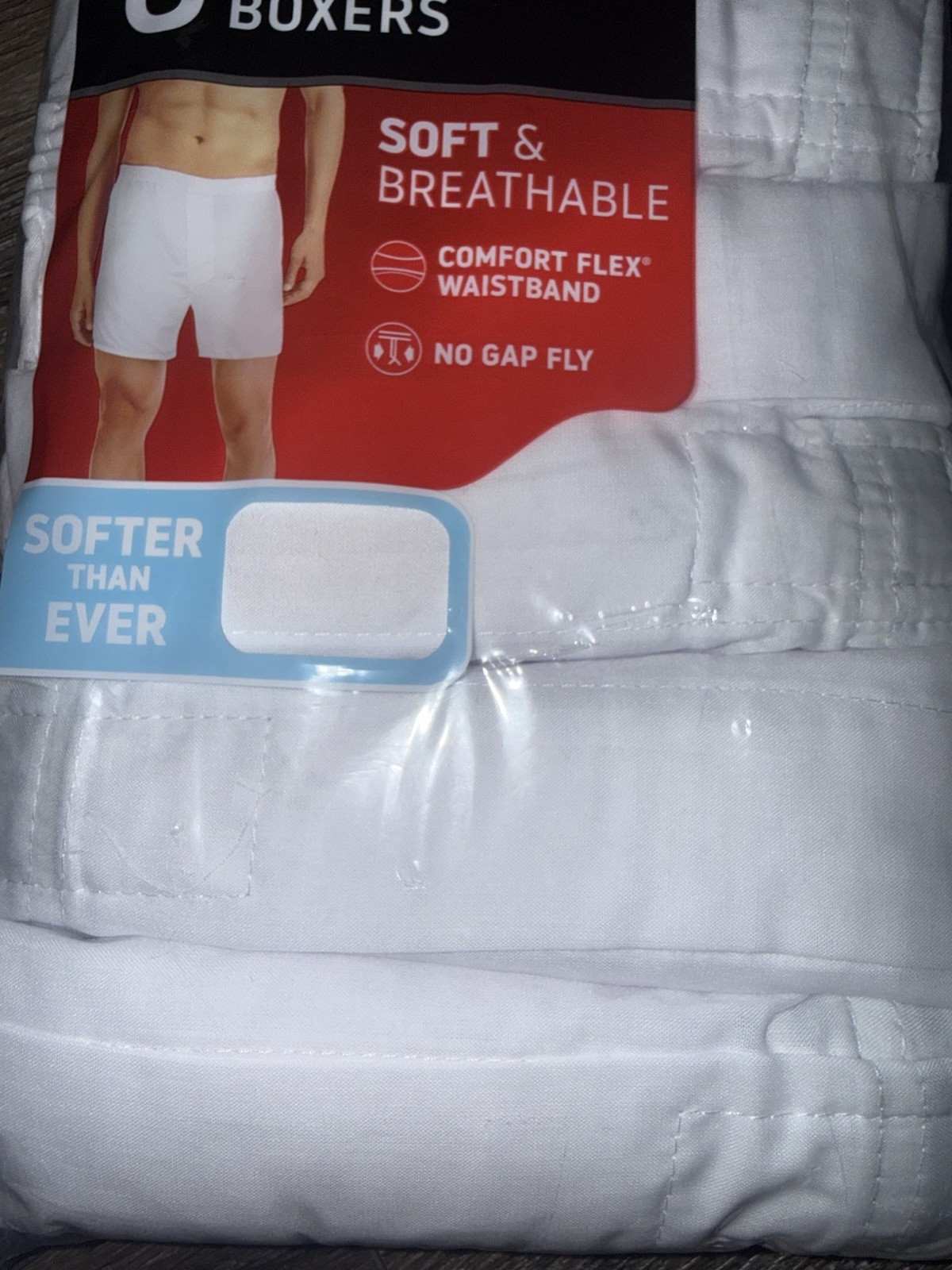 Hanes ~ 6-Pair Men’s Woven Boxers Cotton Blend No Gap Fly White ~ XL