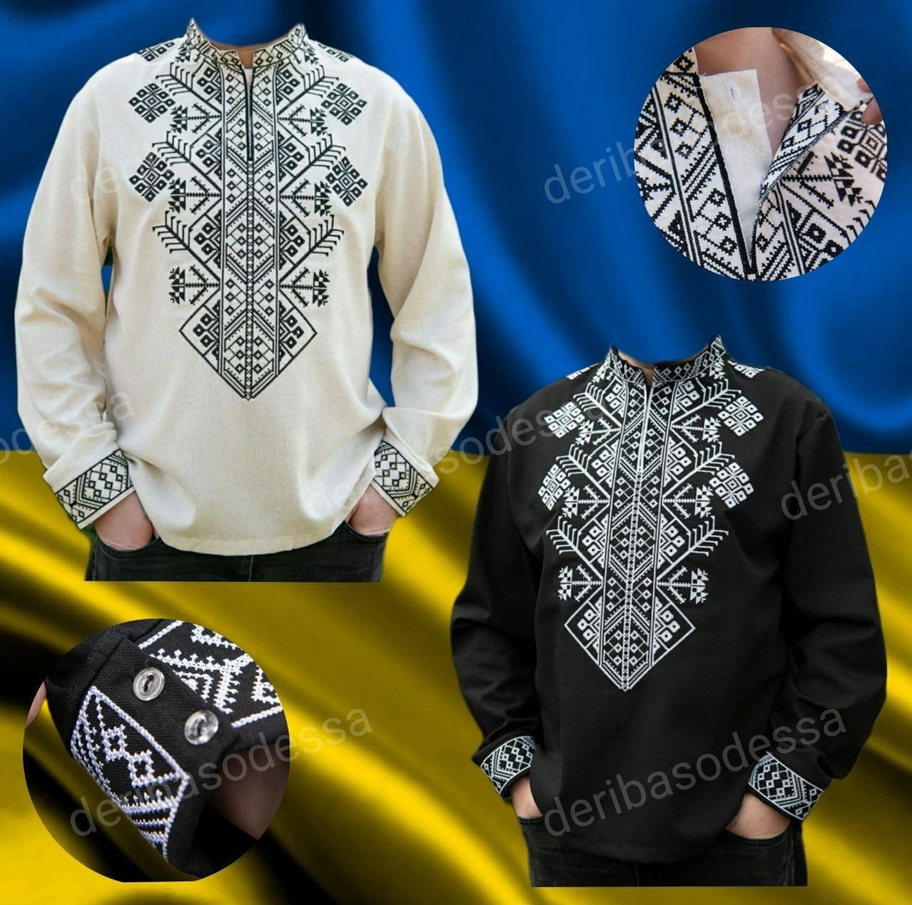 Ukrainian Embroidered Tradition shirt for men Sorochka Vyshyvanka S,M,L,XL-4XL