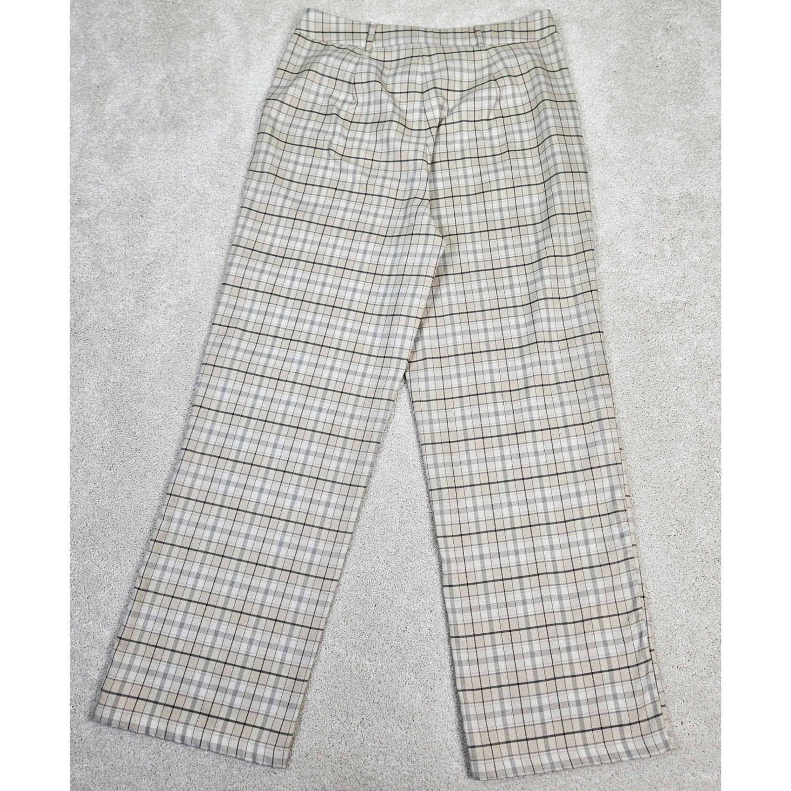 Womens Y2K Full Tilt Plaid Pants Beige Black Checkered Comfort Career Size XL