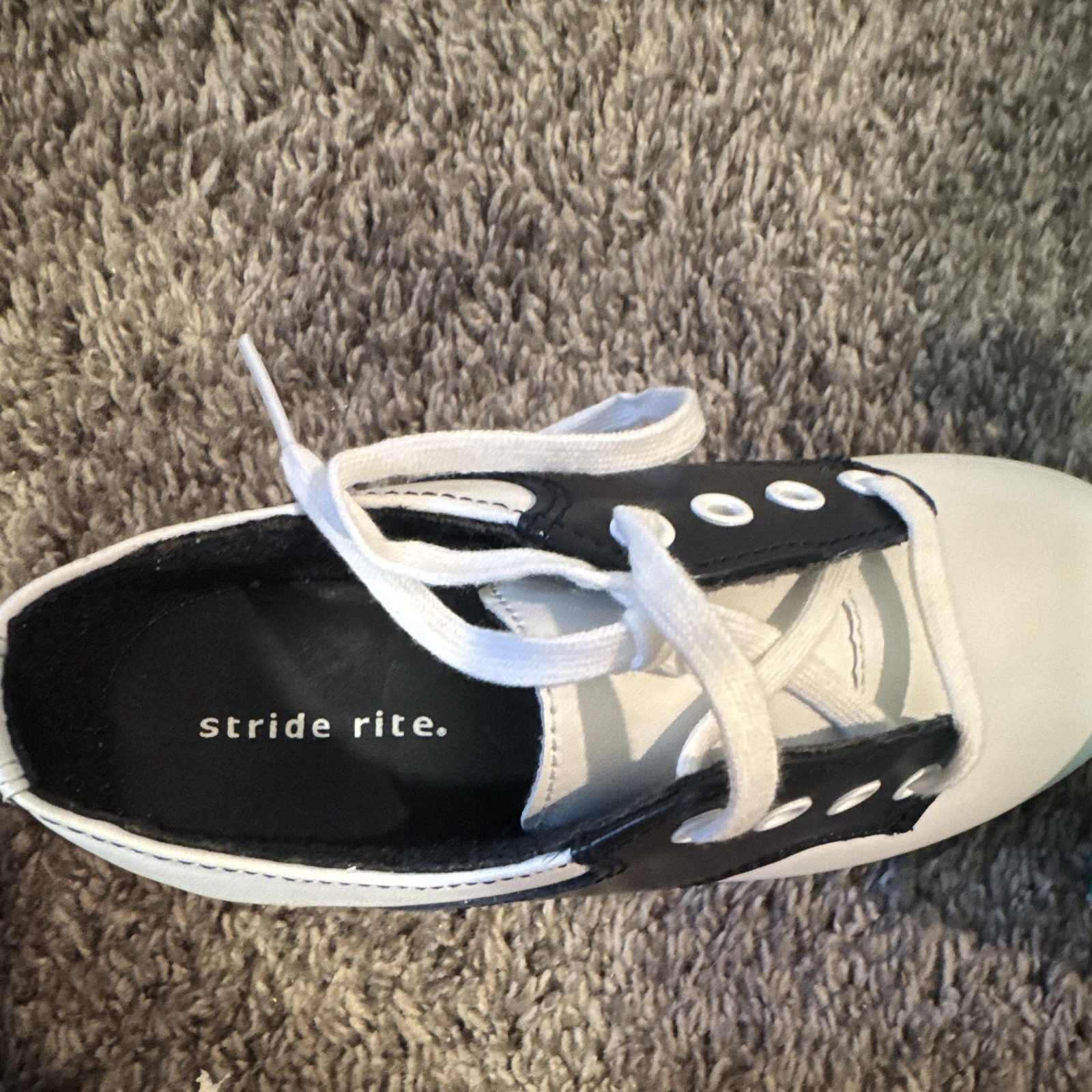 Stride Rite Kids Oxford Dress Shoes 10 Black/White Leather Lace-Up