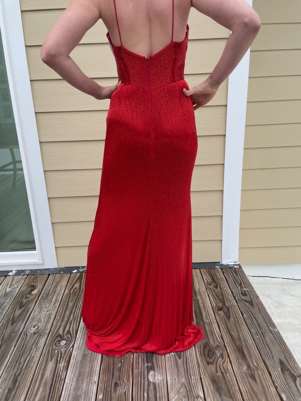 New Rachel Allan Beaded Red Gown Size 6