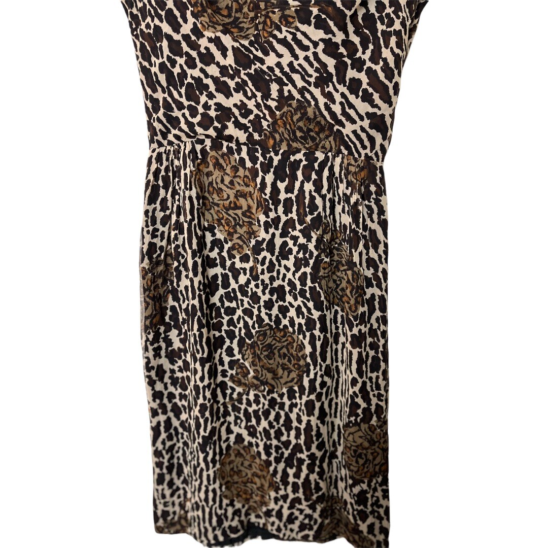 Vintage 50s Marjorie Michael Bullocks Silk Animal Print Dress S