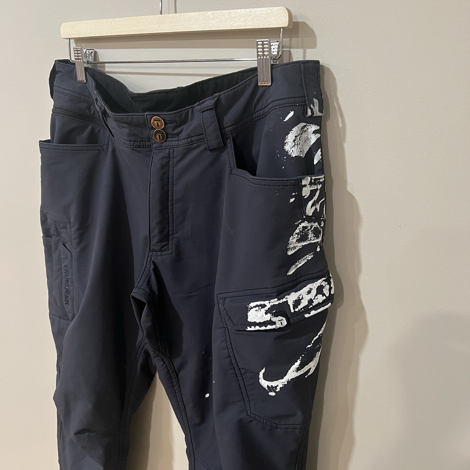 Truewerk T2 Werkpant Cargo Mens 34×32 Navy Dark Blue Workwear Stretch Utility