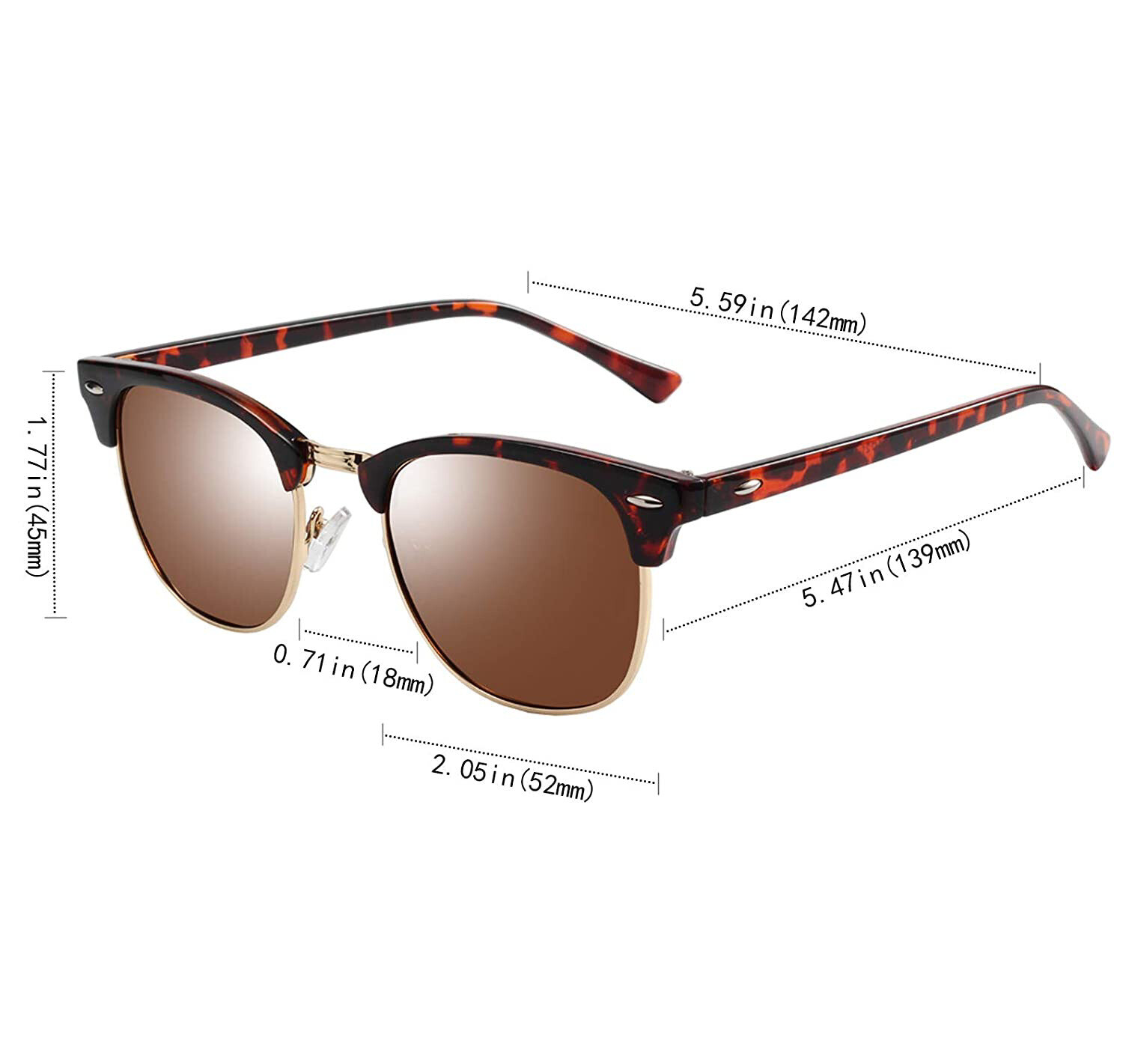 Retro Vintage Polarized Sunglasses Mens UV400 Half Metal Frame Club Sunglasses