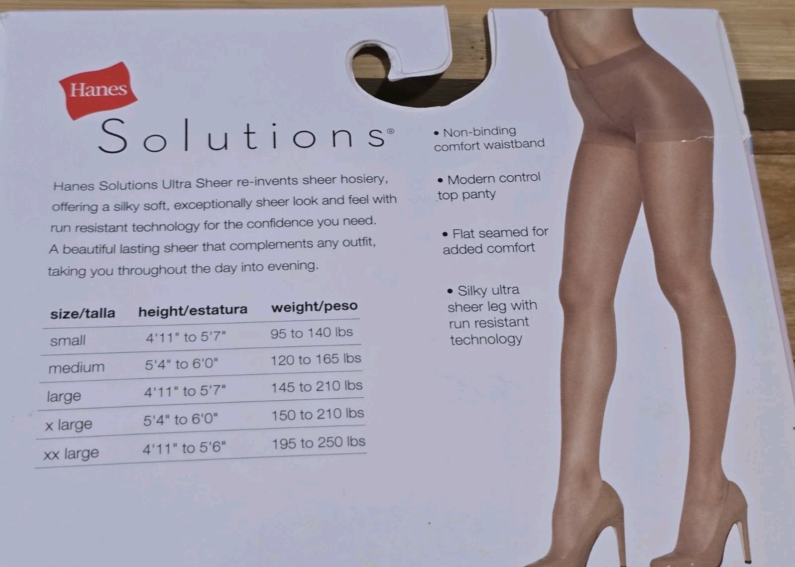 Hanes XXL Pantyhose Solutions Silky Ultra Sheer Run Resistant Control Top BLACK