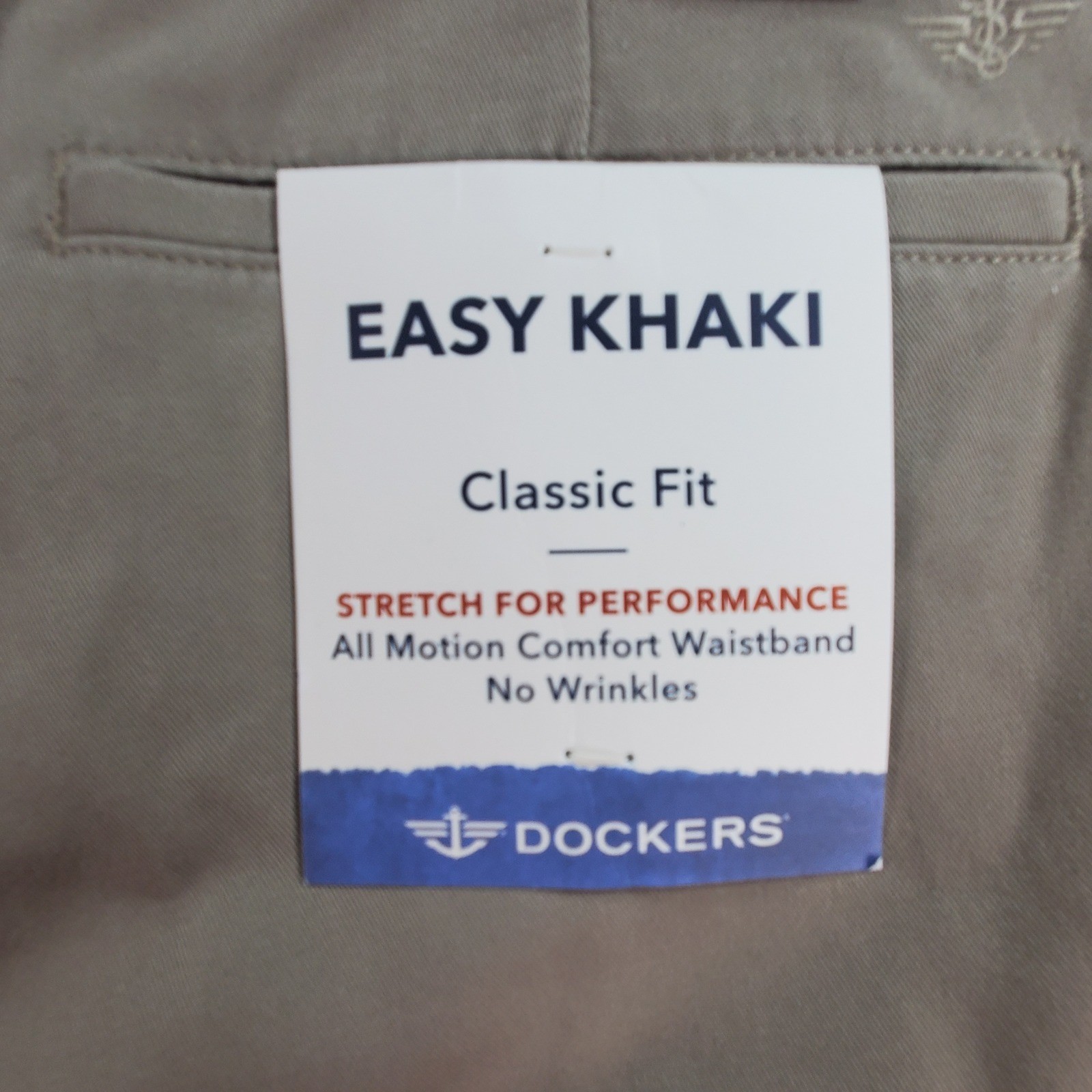 New Dockers Easy Khaki Pants Mens 36×30 Tan Classic Fit Stretch Performance NEW