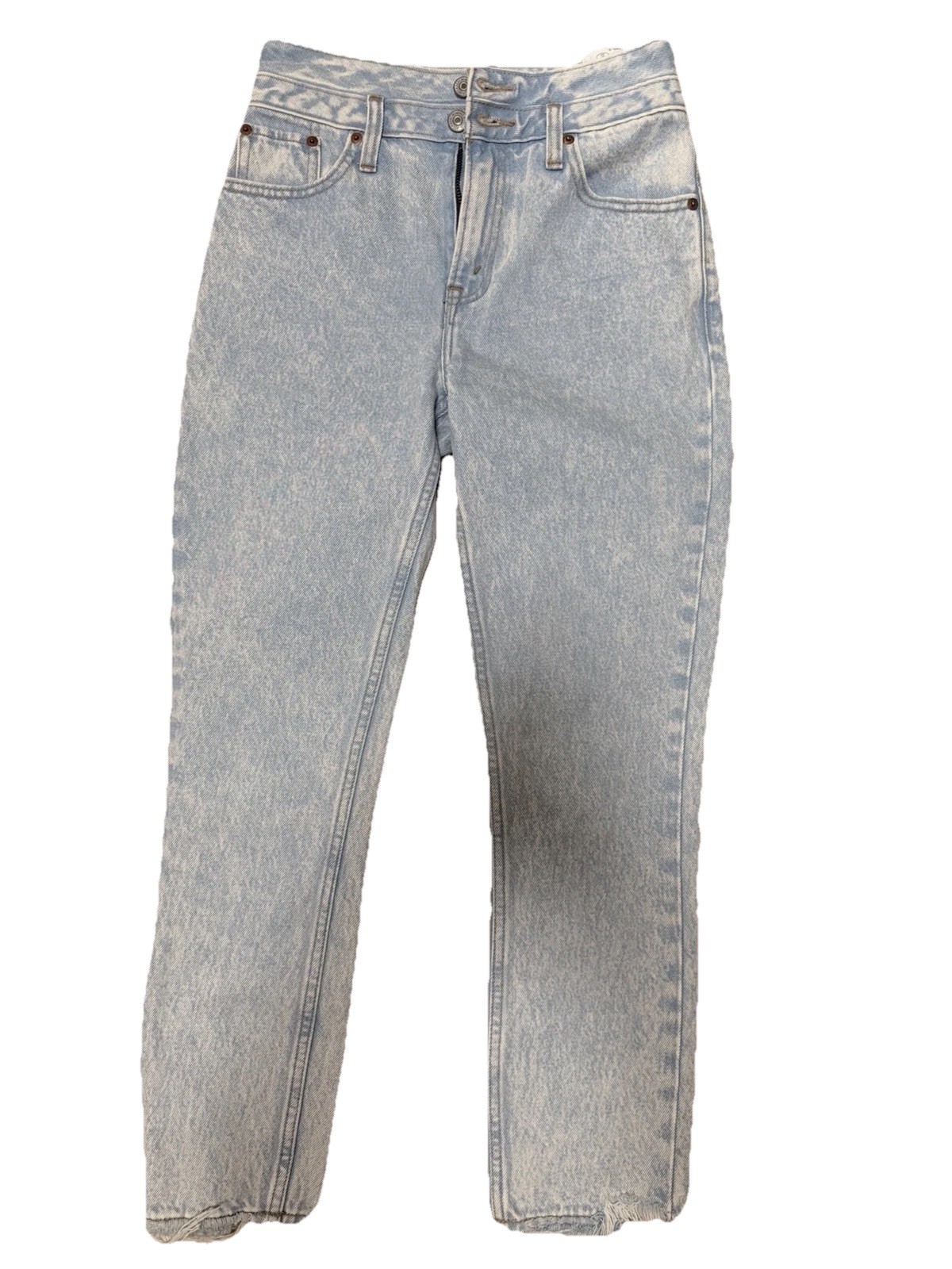 Abercrombie & Fitch Women 24 Light Wash High Rise Mom Jeans Distressed