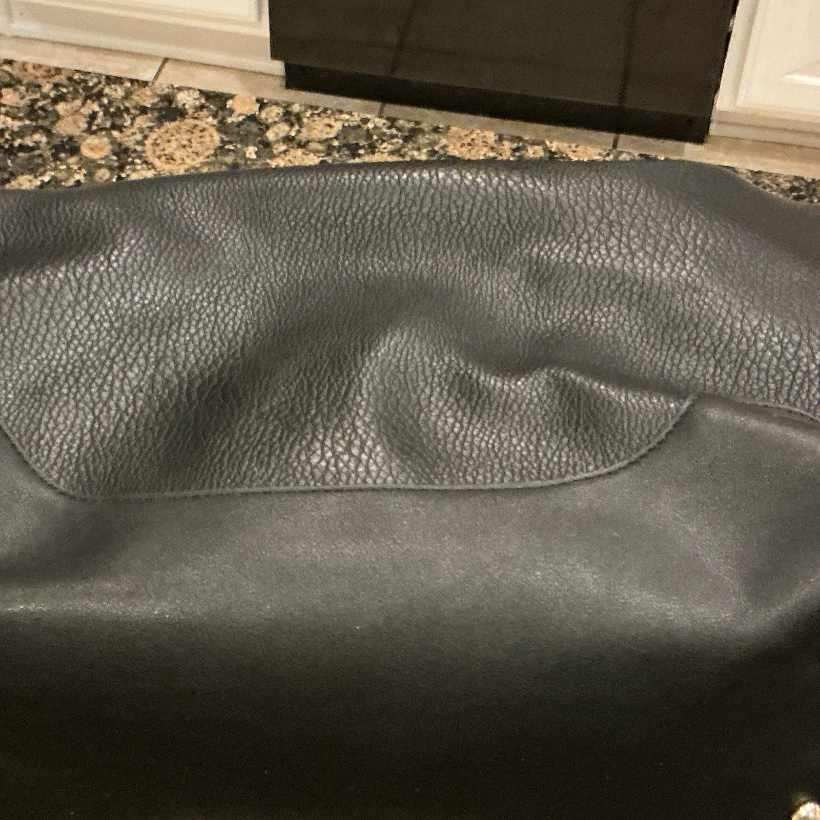 Sondra Roberts Squared Black Pebbled Satchel Gold Zip w/ Strap