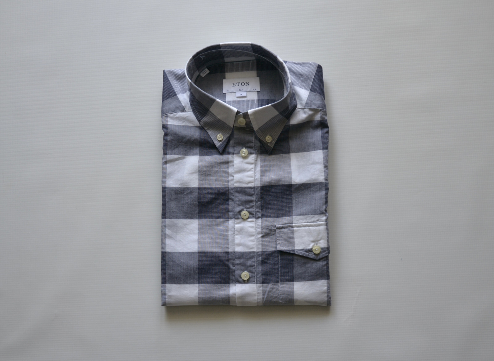 Eton Slim Poplin men’s shirt men’s summer shirt size 40/15 3/4″ cotton/linen