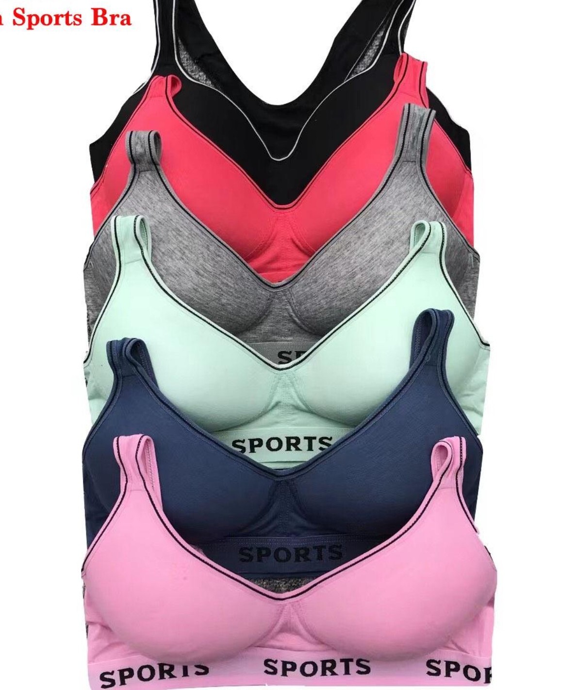 3- 6 Women’s Sports Bras Yoga Racer Back Molded Cup Bra 6648 High impact workout