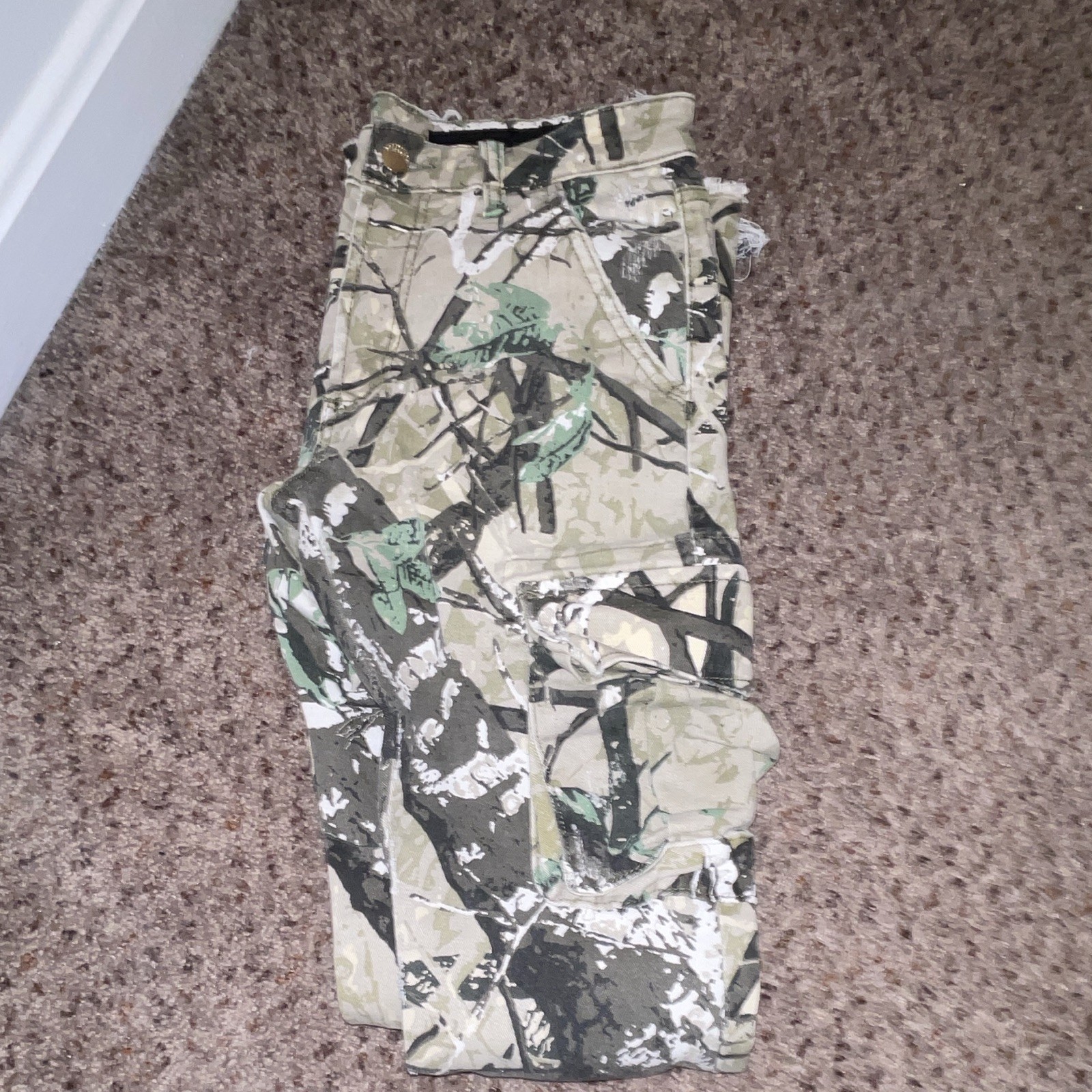 Rockstar Original Men’s Flare Camo Denim Jeans Light Wash Mid Rise 5-Pocket
