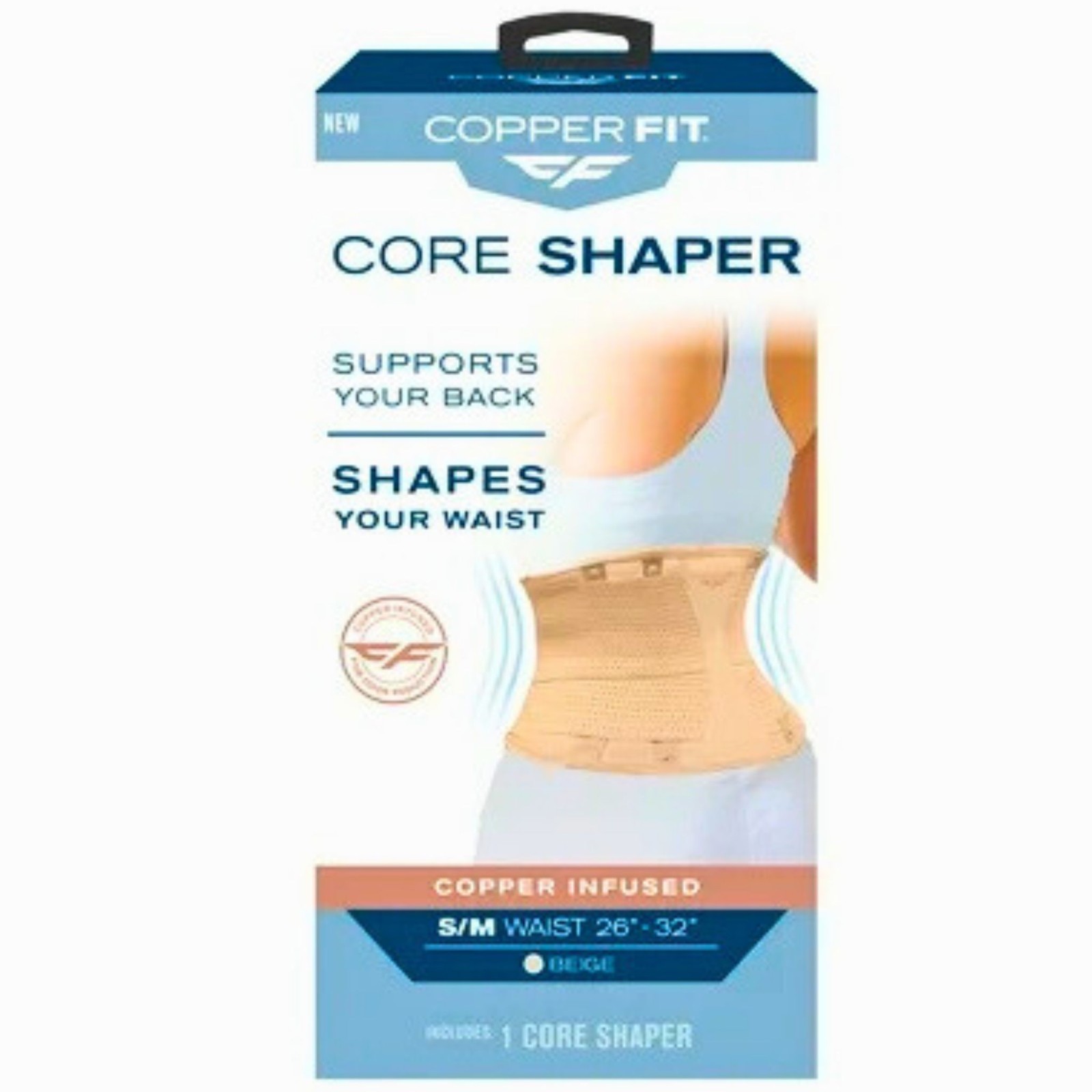 Copper Fit Core Shaper Beige S/M (26″-32″) – 1 Pack – New