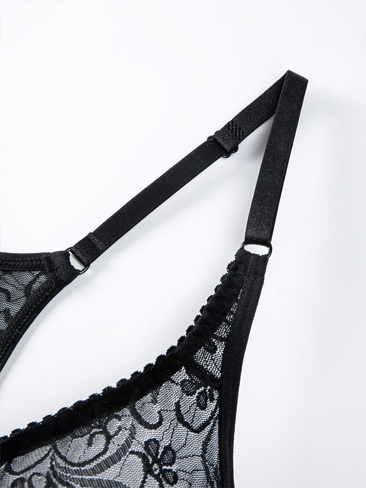 Ultra-thin Bra Front-fastened Lace Racer Back Underwire Brassiere Sissy Lingerie