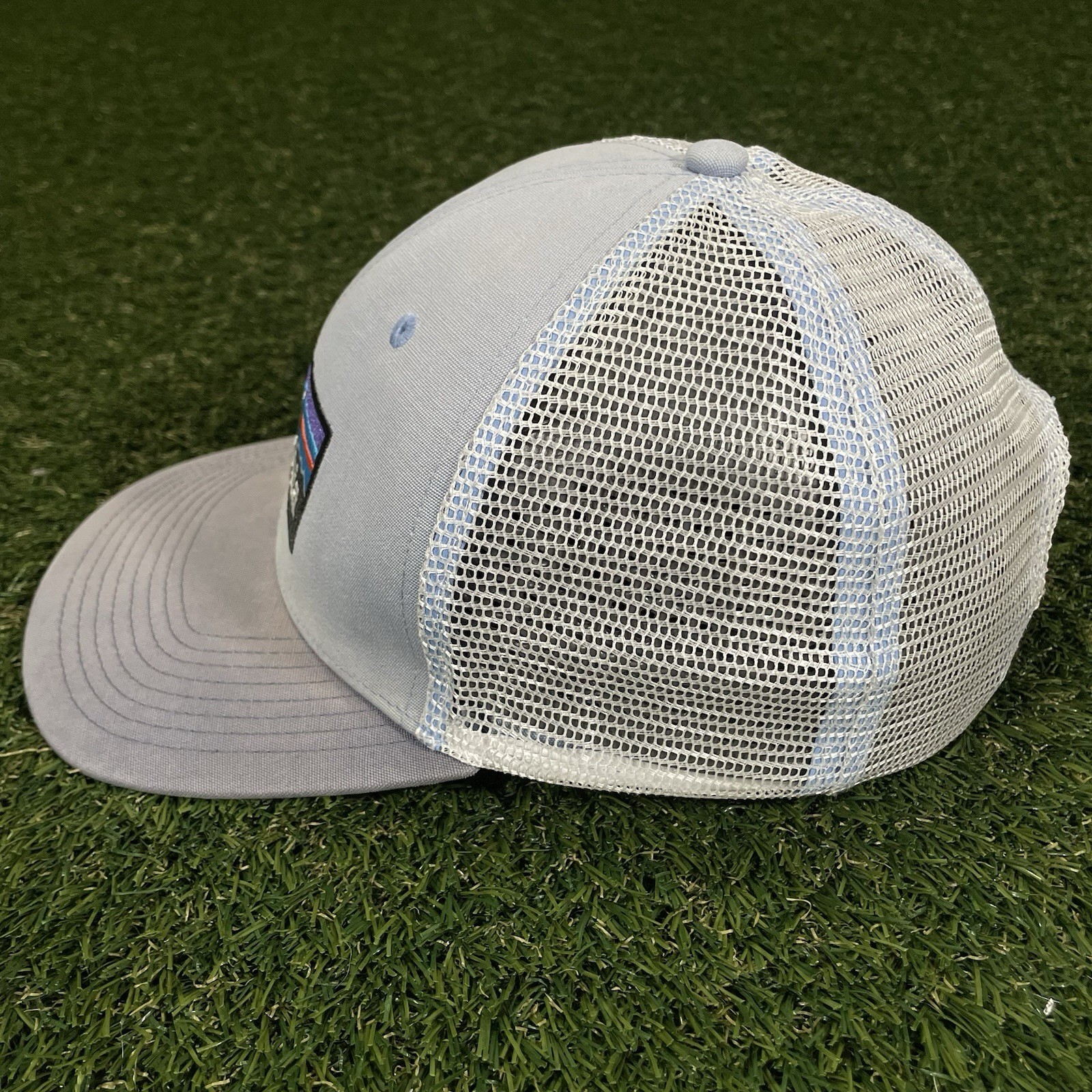 Patagonia P-6 Logo LoPro Trucker Hat Blue Snapback Mesh Cap Vintage Faded Y2K