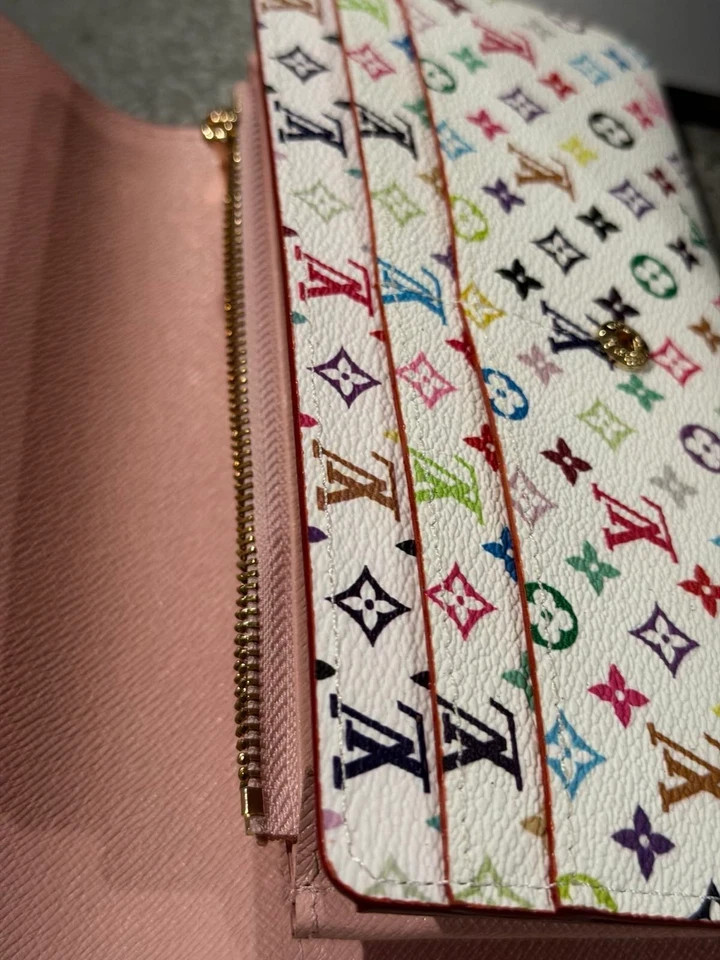 Louis Vuitton White Multicolor Sarah Long Wallet Snap Button