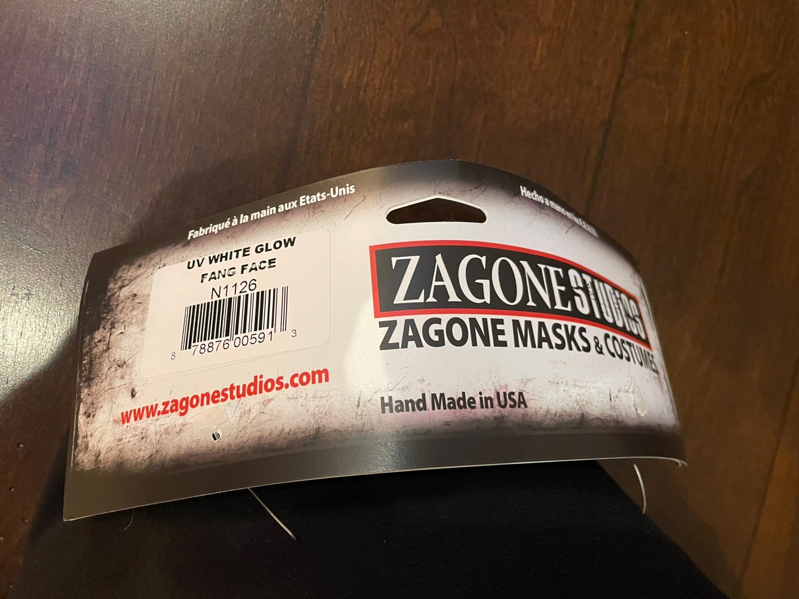Adult Zagone Studios Hand Made UV White Glow “Fang Face” Mask N1126