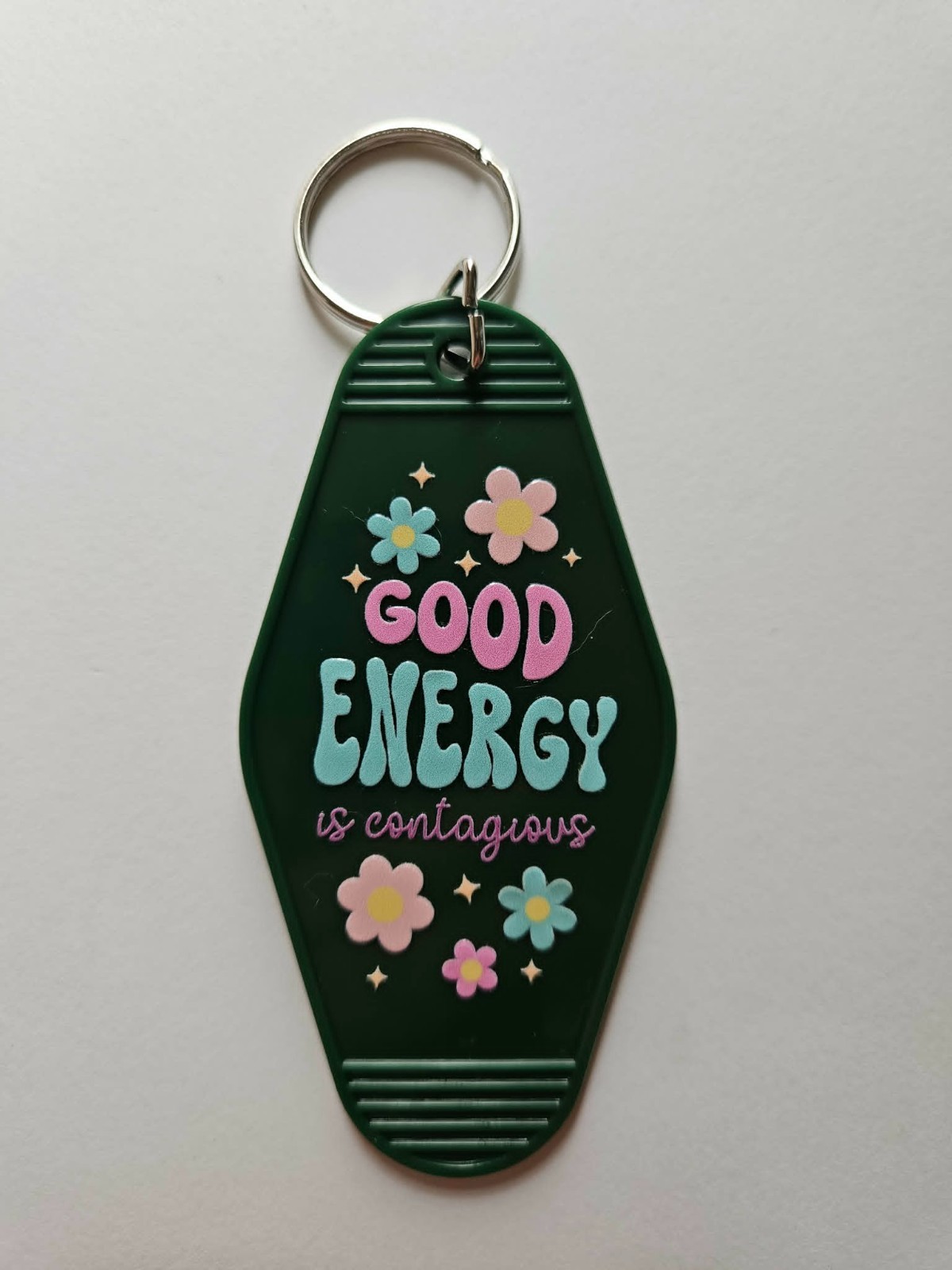 Retro Motel Hotel Acrylic Keychain Good Energy Is Contagious *Pick Color*