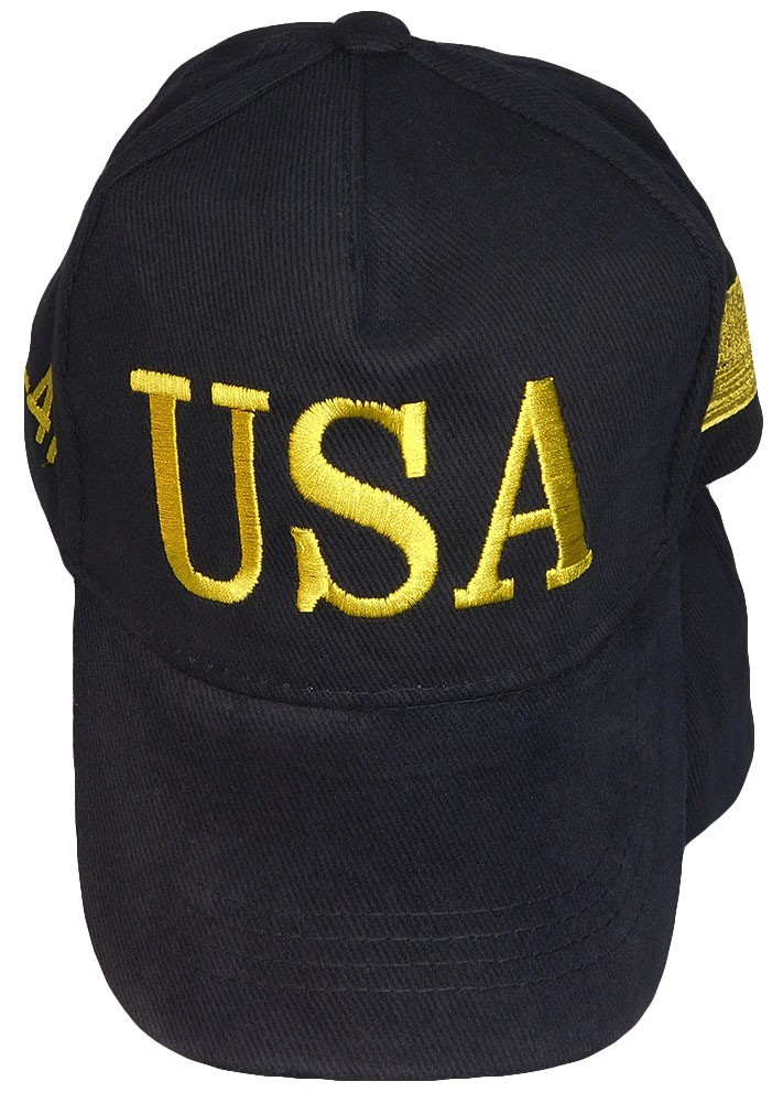 USA 3-D Letters 45-47 Trump USA Flag Black Cotton Adjustable Embroidered Cap Hat