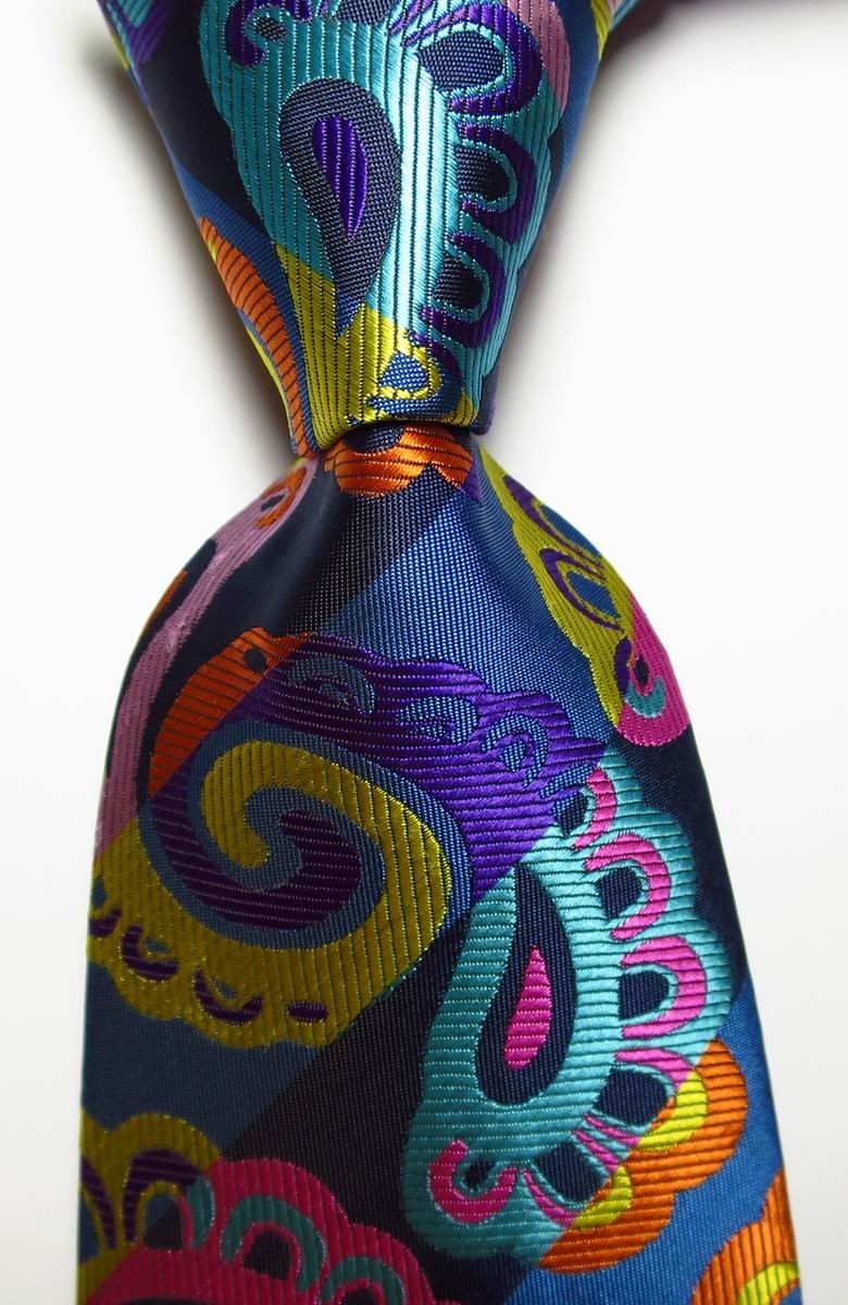 New Classic Paisley Multicolor JACQUARD WOVEN Silk Men’s Tie Necktie