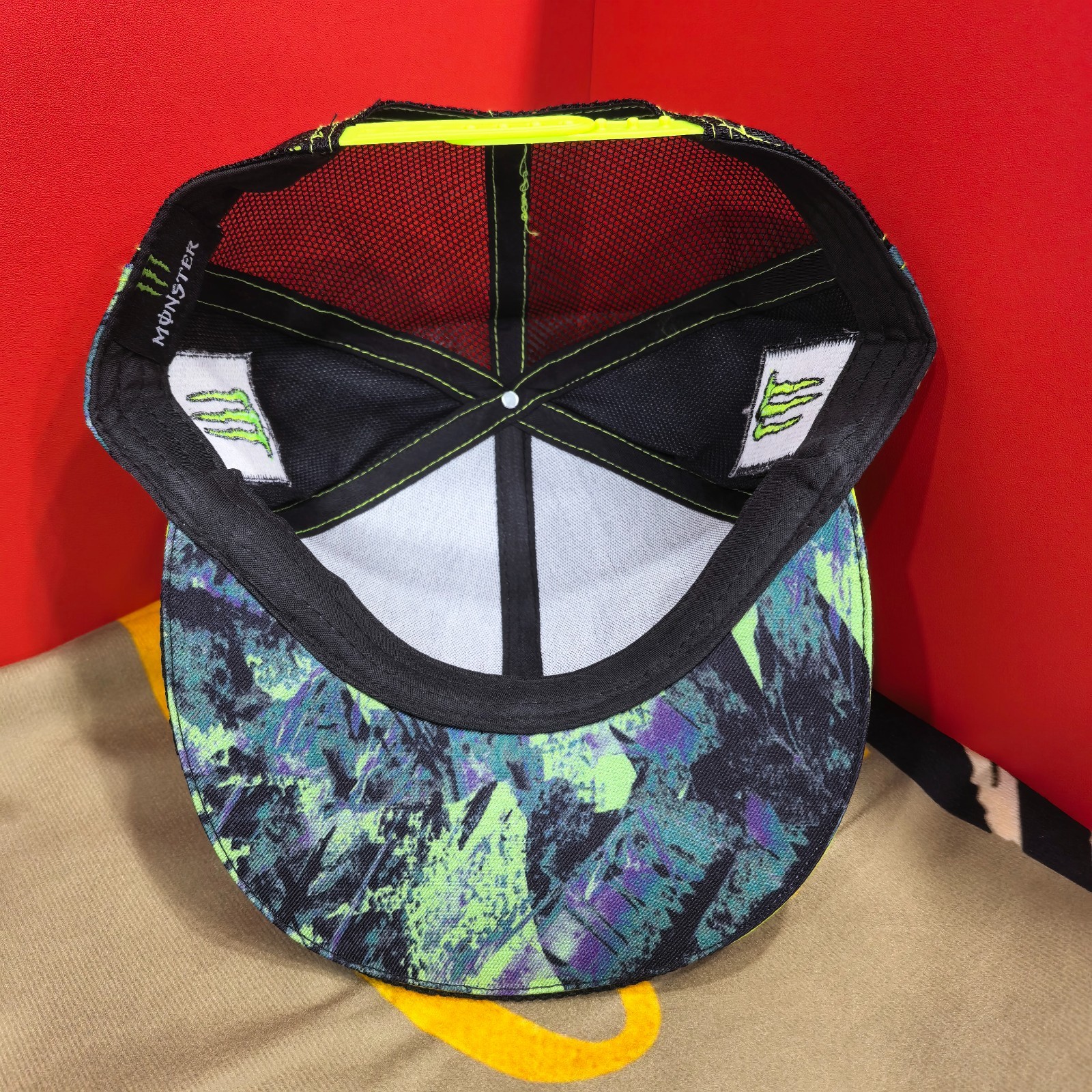 Monster Energy & Yamaha Green Tie-Dye Flat-Brim Cap with Mesh Back