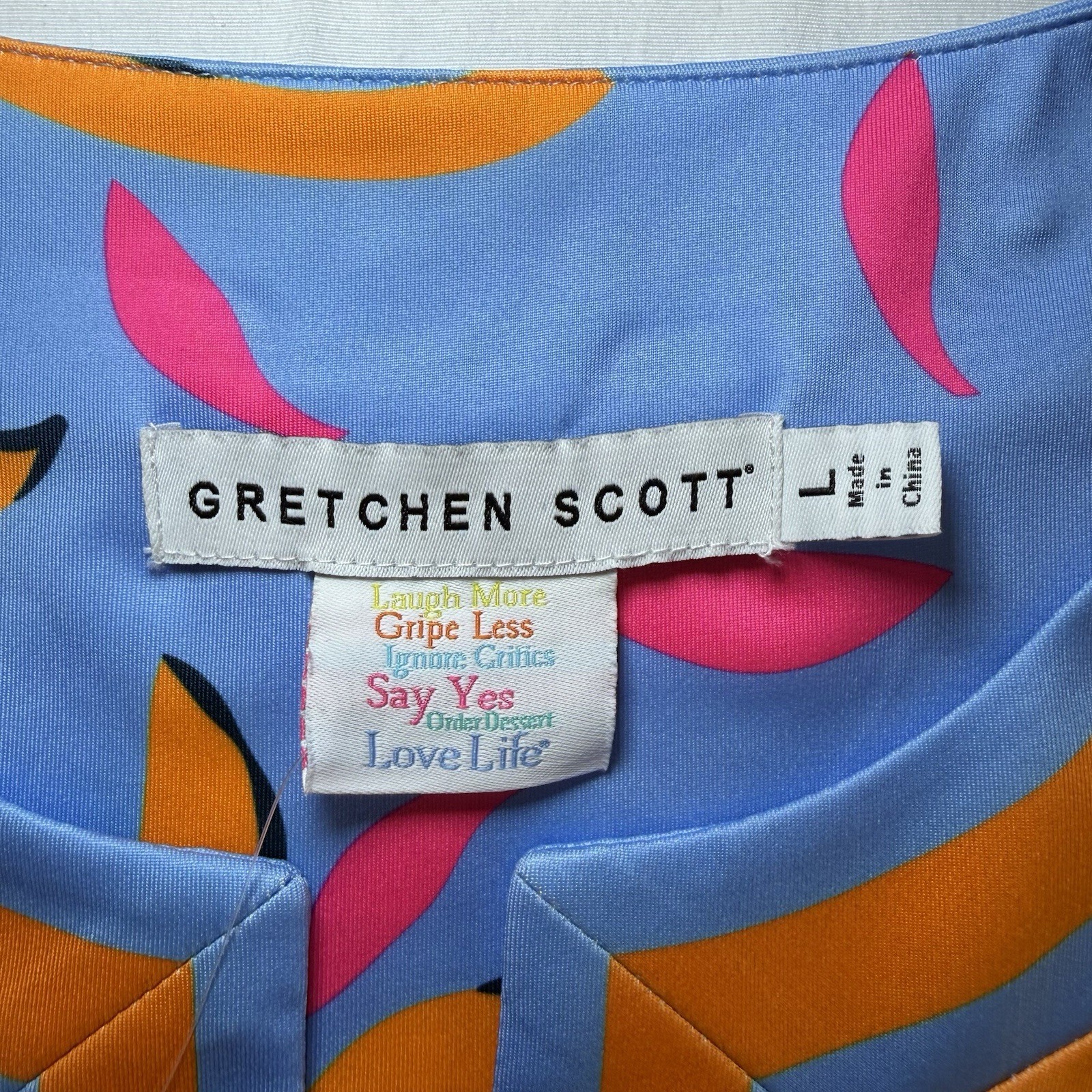 New Gretchen Scott Dress Size Large Tropical Floral Split Neck Vacation Resort