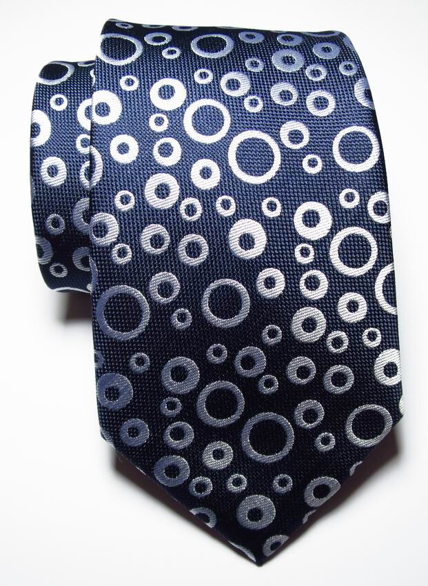 New Classic Dot Navy White JACQUARD WOVEN 100% Silk Men’s Tie Necktie