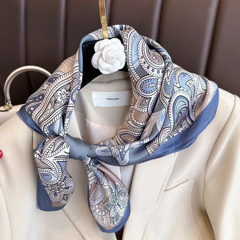 Women Silk Satin Scarf Horse Print Hairband Neck Scarf Headband Wrap
