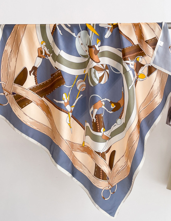 100% Mulberry Silk 35” Scarf Neckerchief Square calabash Print Shawl Bandanna