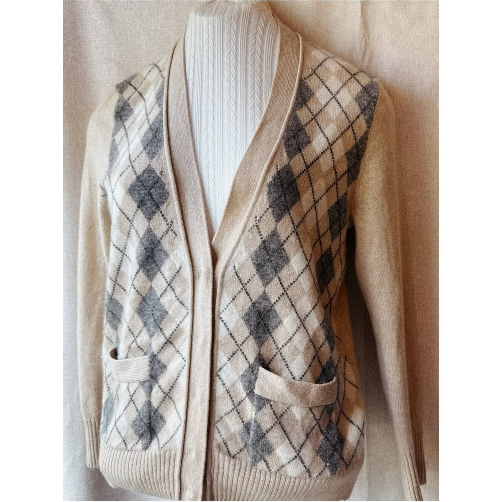 100% Cashmere • J.Crew Magnifica • Heathered• Elevated Argyle Cardigan • IYKYK