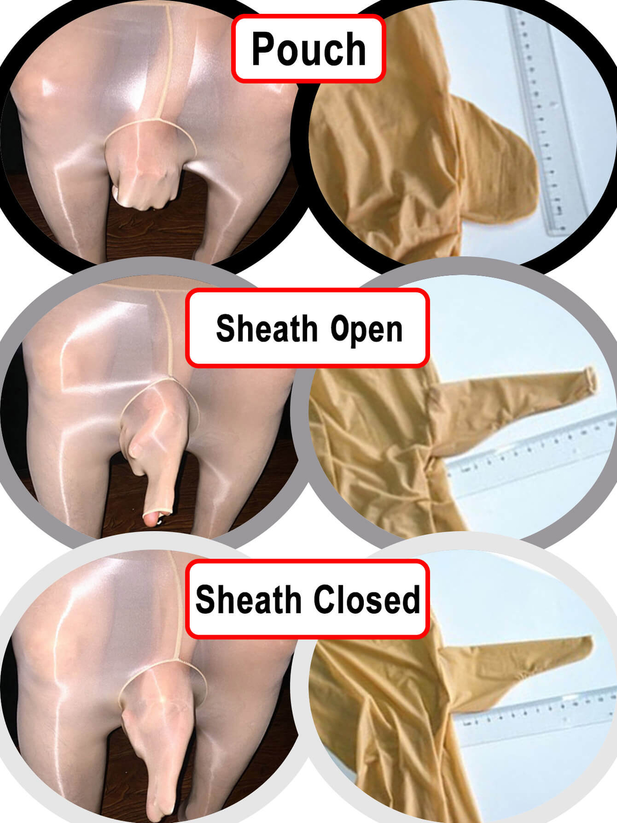 (3 Pack) Men’s Stretch Shiny Pantyhose Nylon Stockings Tights Penis Sheath Pouch