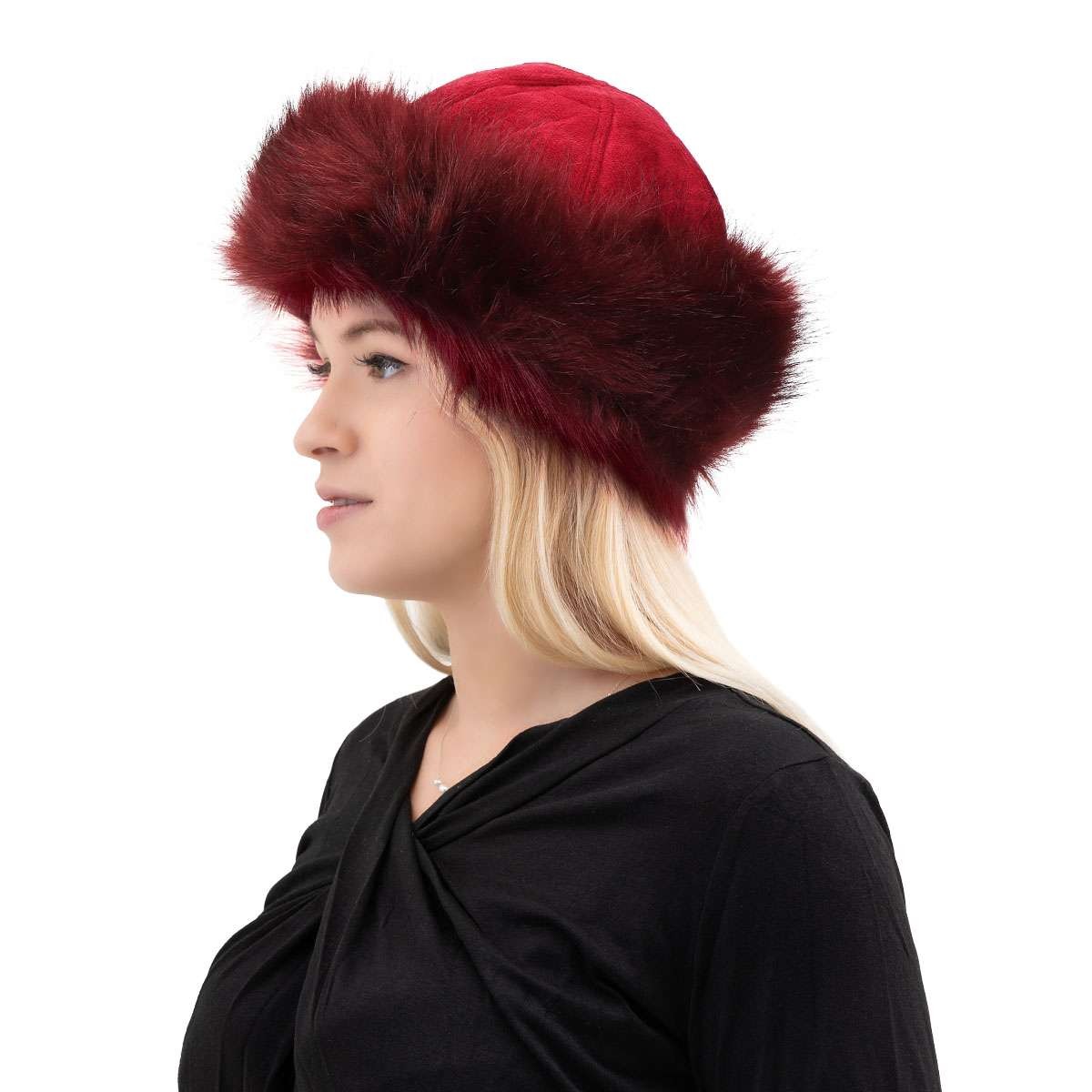 Women Round Russian Fluffy Faux Fox Fur Hat Winter Ear Head Warmer Ski Hats Cap