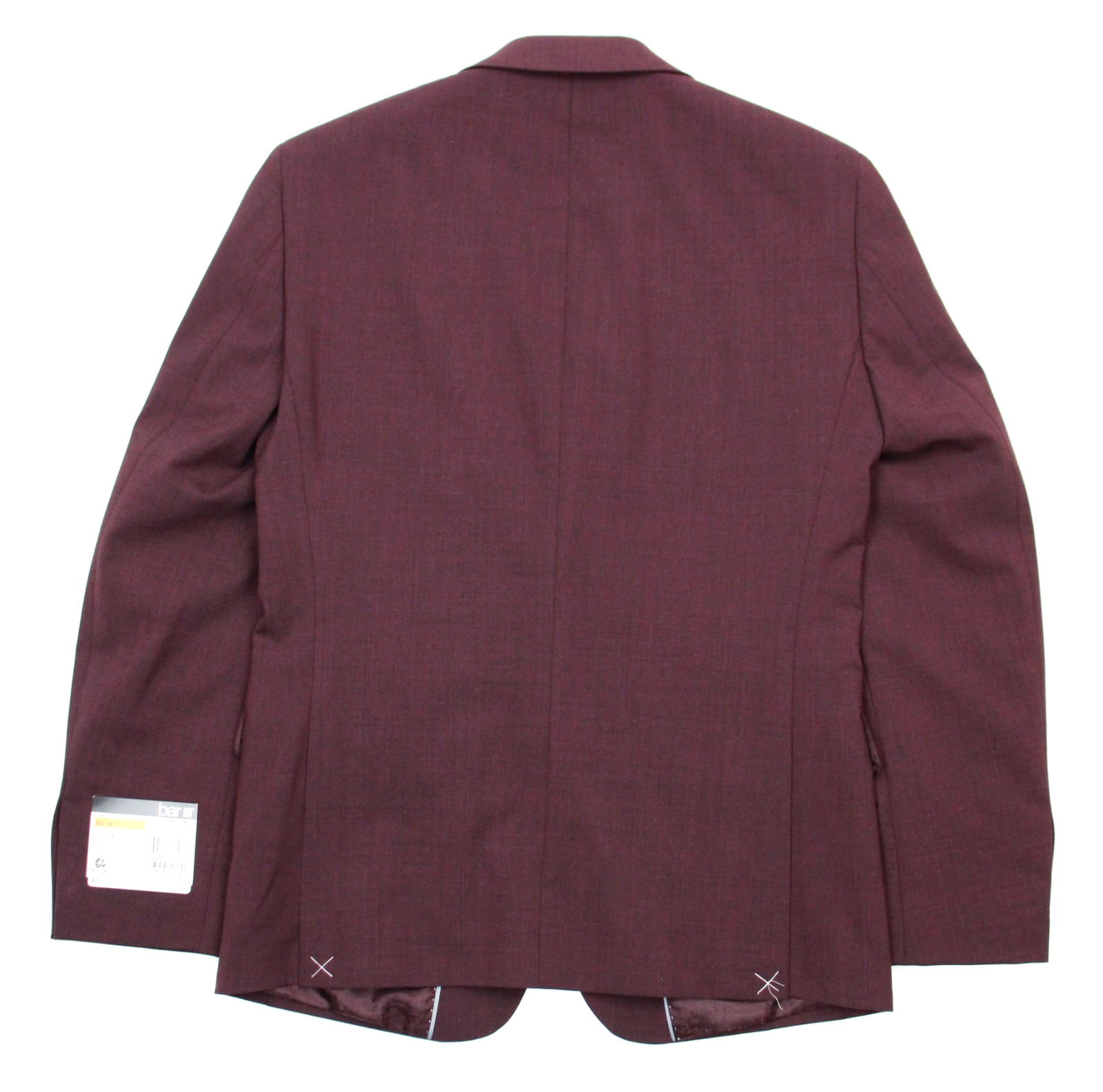 Bar III Suit Jacket 40 L Mens Skinny Fit Burgundy Red Wool Peak Two Button NWT
