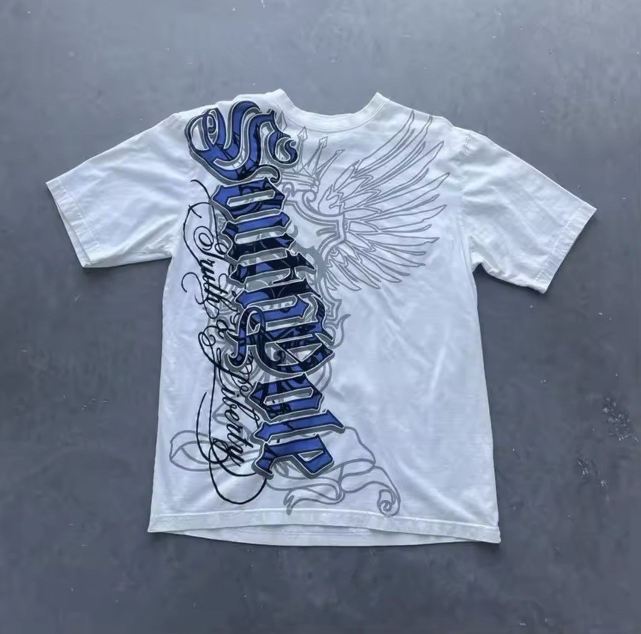 Mens Y2K Gothic Graphic T Shirt Streetwear South pole Wing Grunge Vinatage Tee
