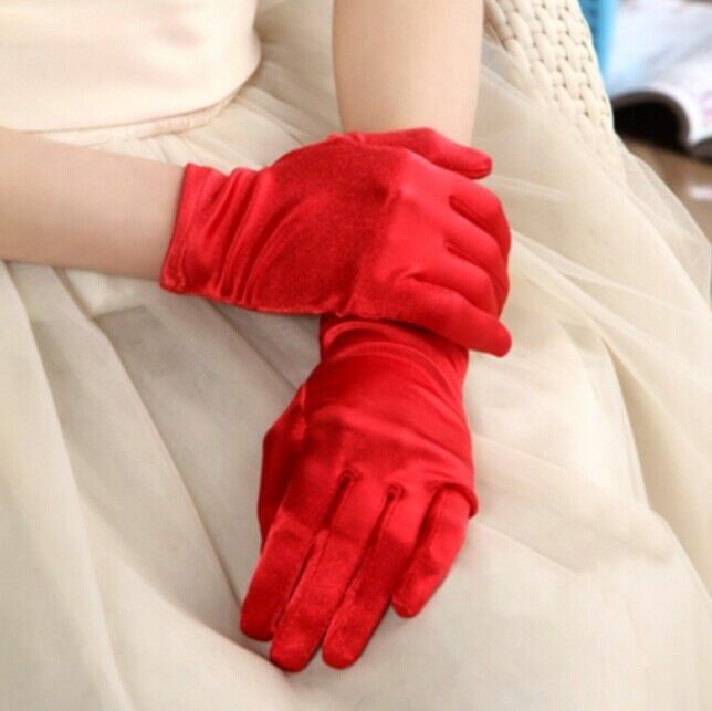 Women’s Short Opera Satin Gloves Wrist Banquet Gloves Valentine’s Day Bridal US
