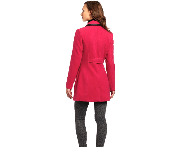 NEW A. Buyer Juniors Melton Double-Breasted Hot Pink/Black Coat, Sz. Large