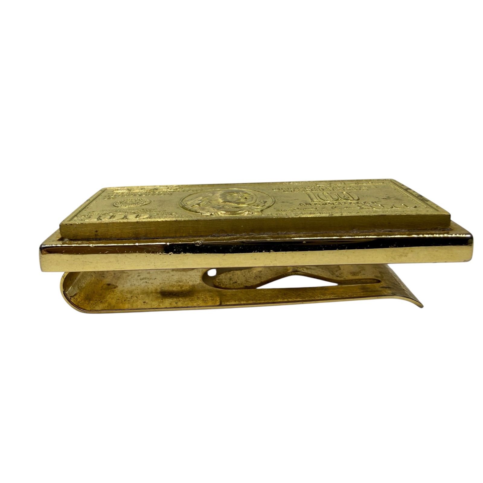 Gold Tone $100 Bill Benjamin Franklin Money Clip Men’s Wallet Accessory Novelty