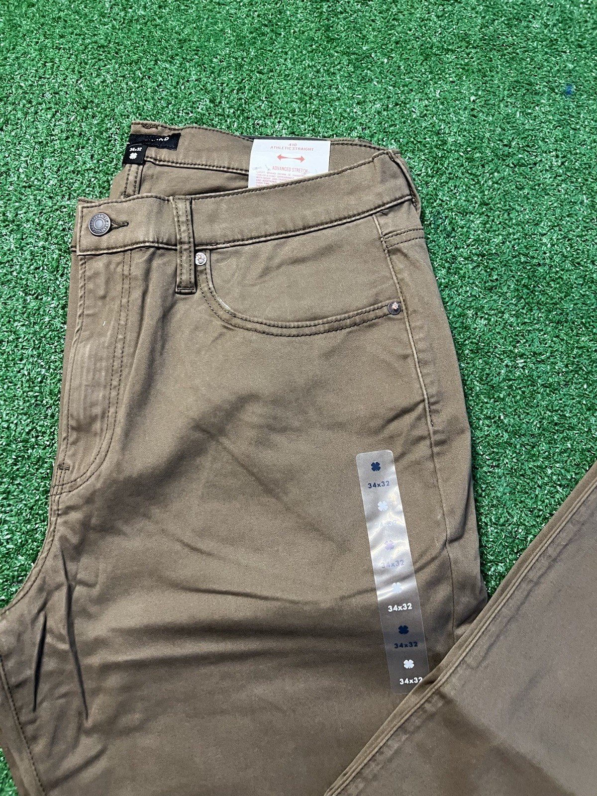 Lucky Brand Jeans Pants Mens 34×32 410 Athletic Straight Stretch Brown – NEW $99