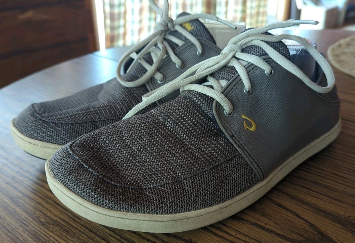 Olukai Nohea Moku Grey Mesh Boat Shoes Slip On Sneakers Men’s Size 10.5 Gray