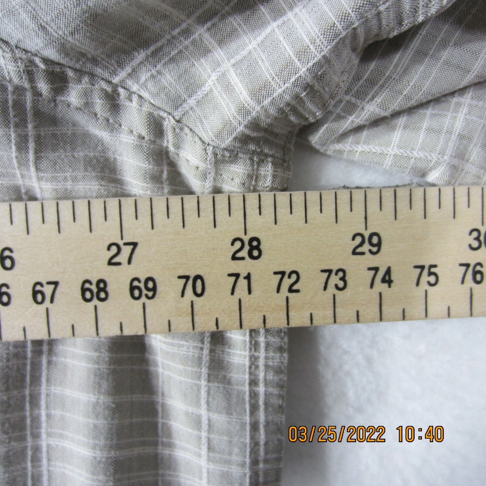 Palm Beach Shirt 2XL XXL Beige White Plaid Button Up Pocket Outdoor Casual Men