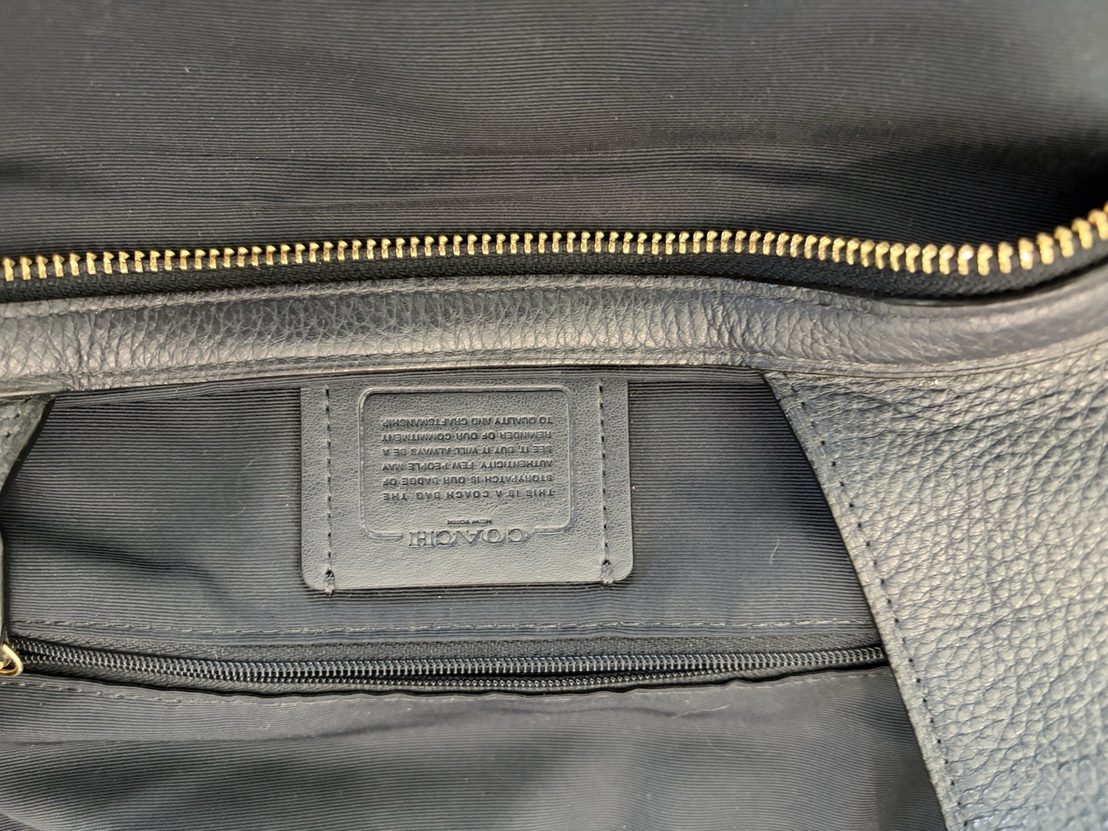 Coach Black Pebbled Satchel/Top Handle Bag Gold Hardware Zip/Magnetic Medium