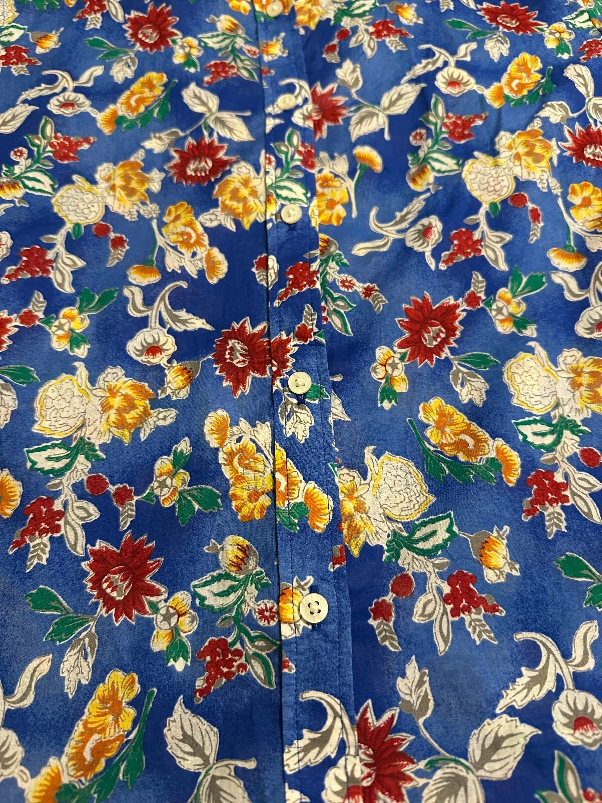 NWT Lauren Ralph Laren 100% Cotton Floral Button up 3/4 sleeve shirt Medium