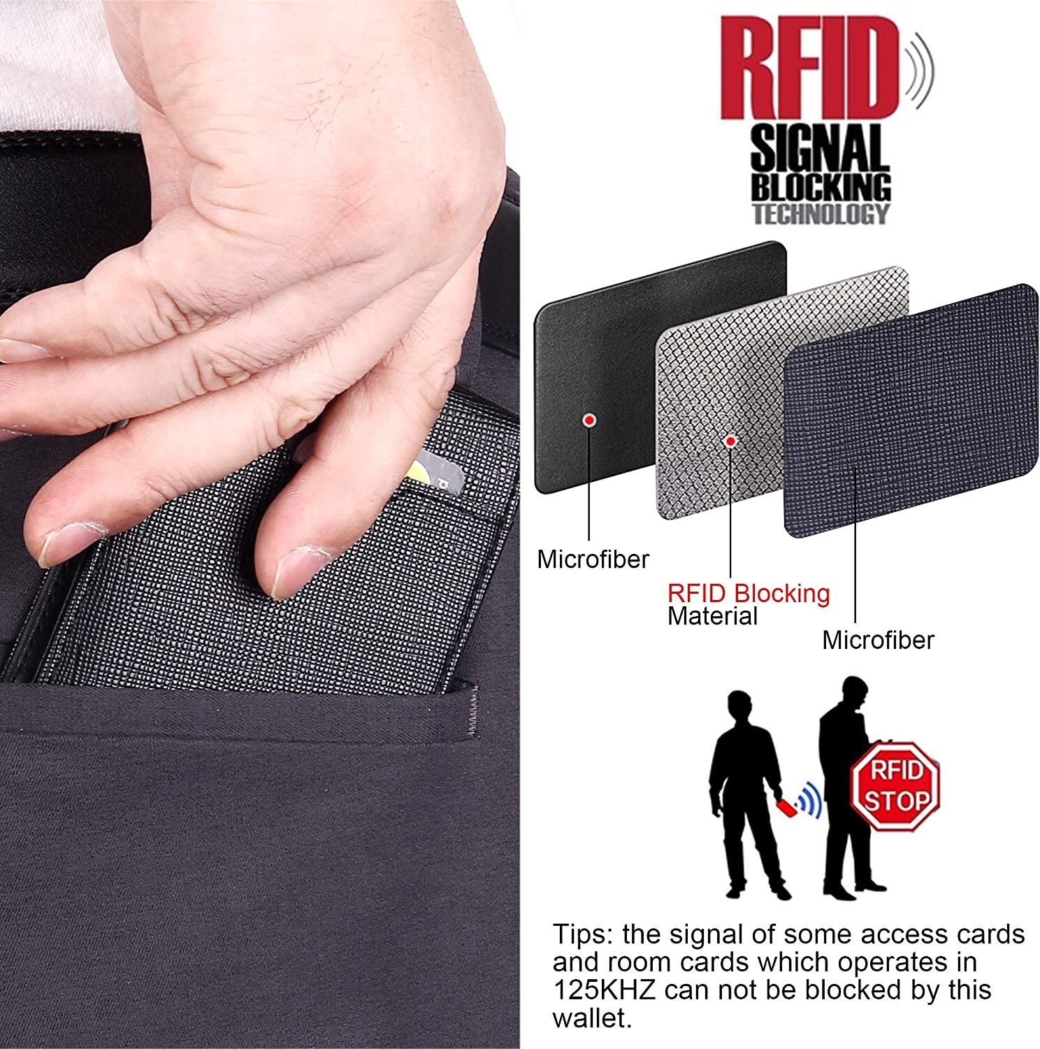 Mens Ultra Slim Money Clip Wallet Front Pocket Purse RFID Blk Genuine Leather US