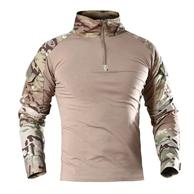 Tactical Combat Shirt Men Army Military Camo Long Sleeve Airsoft Hunting
