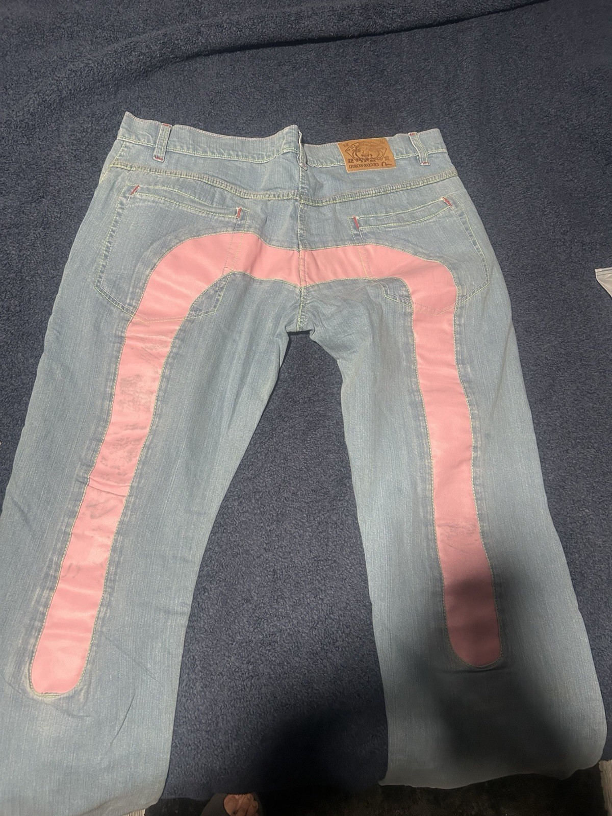 Start Jeans Girls Wide-Leg Light Wash Denim Jeans Blue/Pink 100% Cotton 17/13