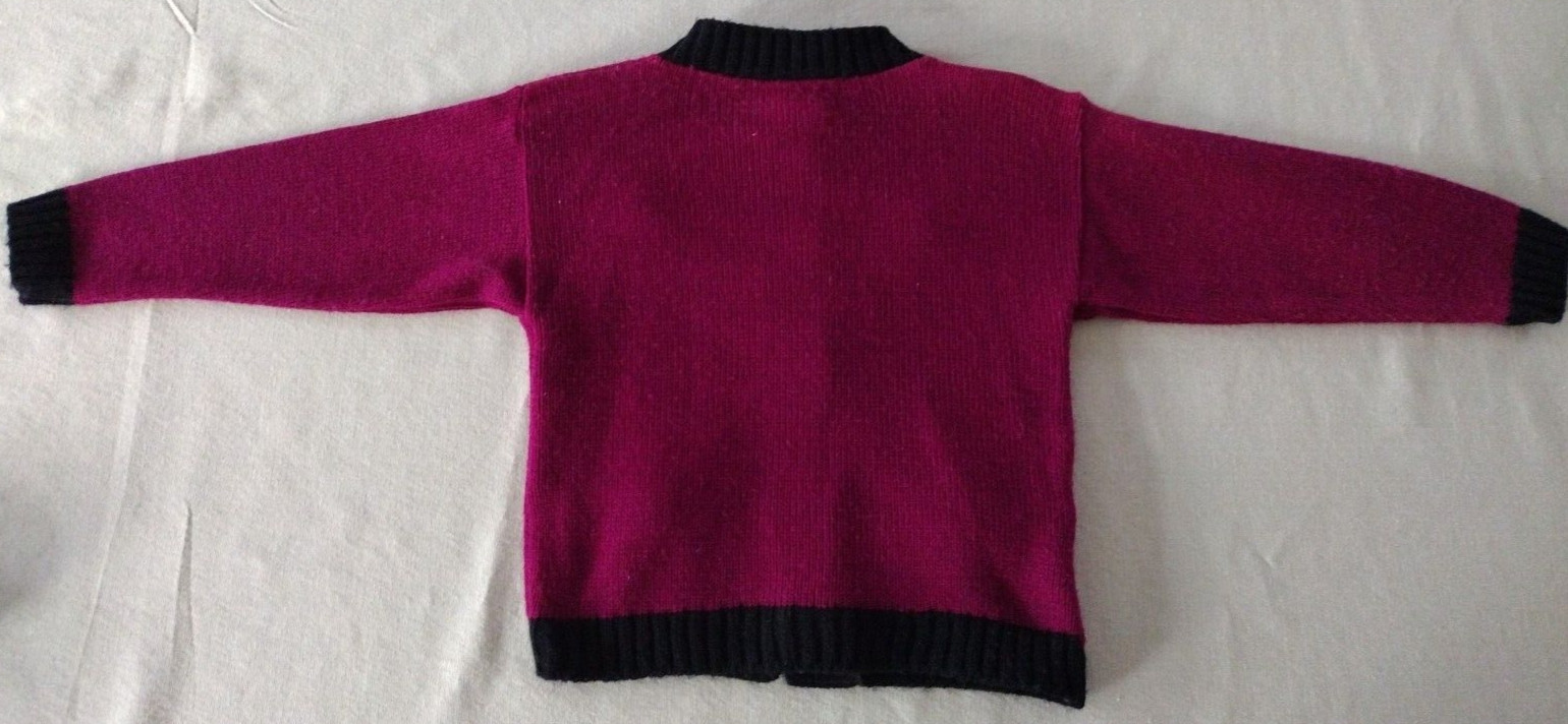 Jetset Cool Kids Girls Cardigan 3T Vintage Purple Dogs In Presents Gold Buttons