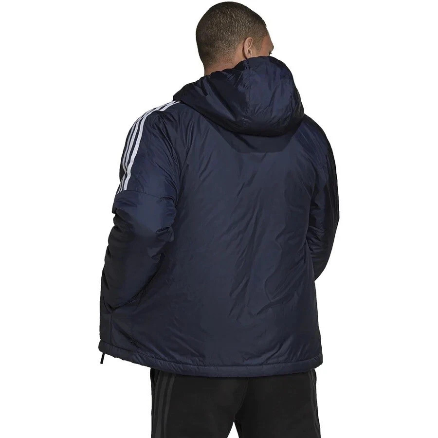 Adidas Essentials Mens size L Navy Insulated Hooded Puffer Outdoor Jacket GT9165
