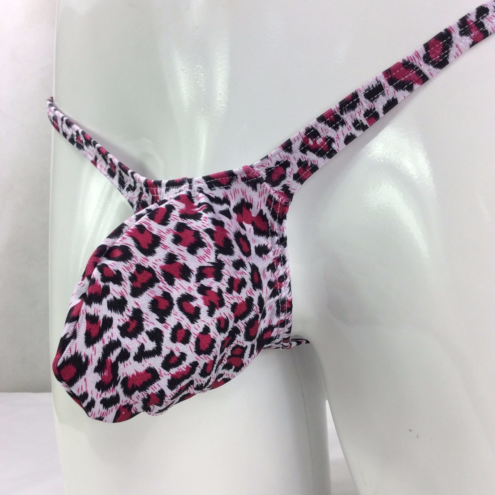 K403 P String Thong Grape Smugglers Contoured Pouch Leopard Printed Swim fabric