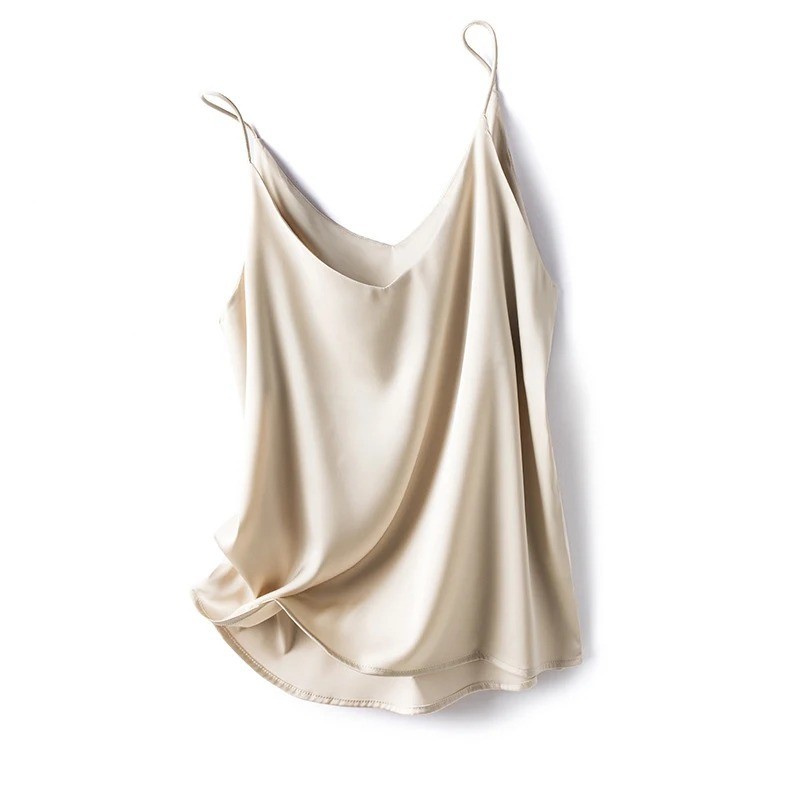 Women Satin Silk Camisole Tank Top Vest V Neck Strap Undershirt Casual Basic